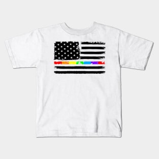 LGBT Flag Rainbow LGBT American Flag Pride Kids T-Shirt